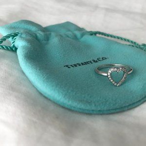 Tiffany & Co. platinum open heart diamond ring